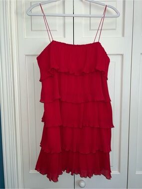 Red ruffle mini dress